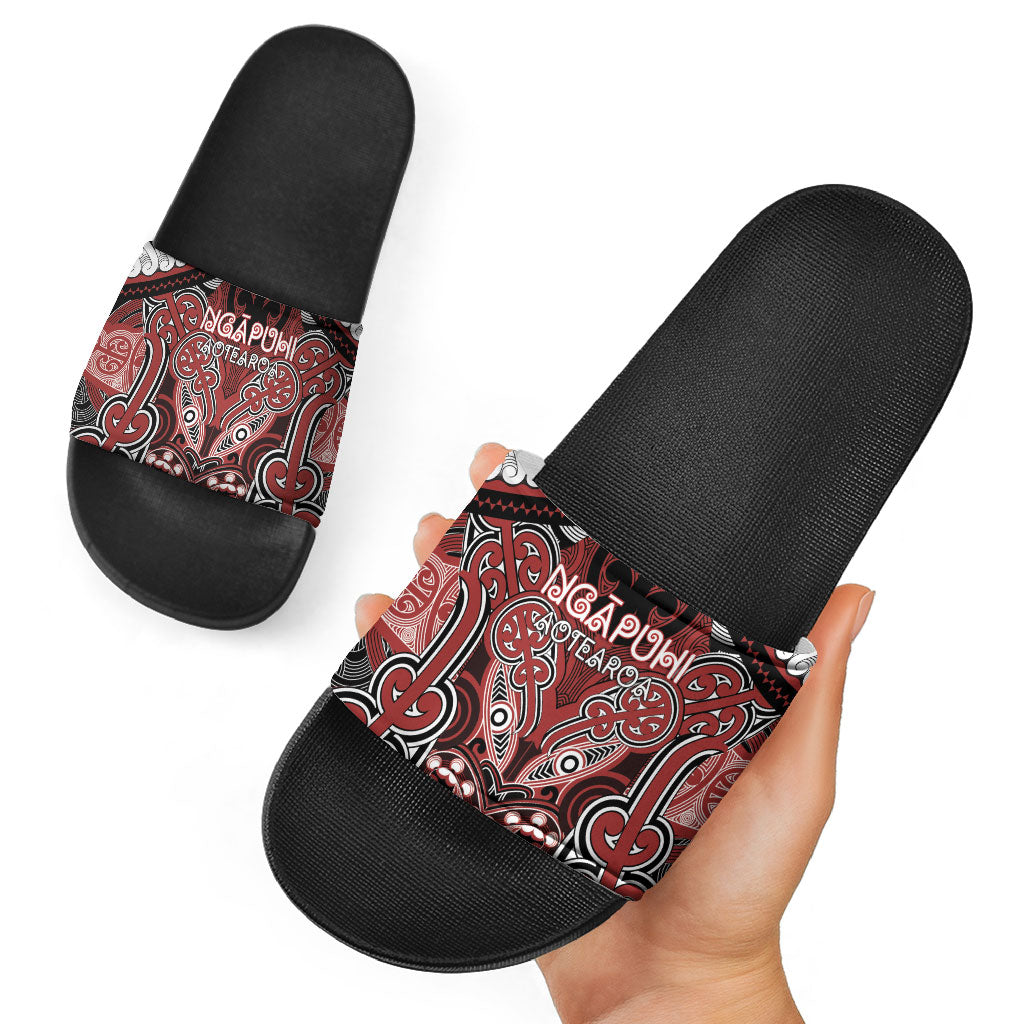 Aotearoa Iwi Ngapuhi Slide Sandals Maori Kowhaiwhai Pattern LT19 - Polynesian Pride