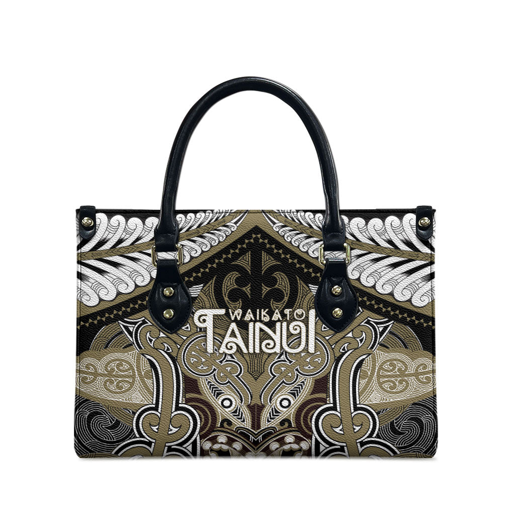 Aotearoa Iwi Waikato Tainui Leather Bag Maori Kowhaiwhai Pattern LT19 - Polynesian Pride