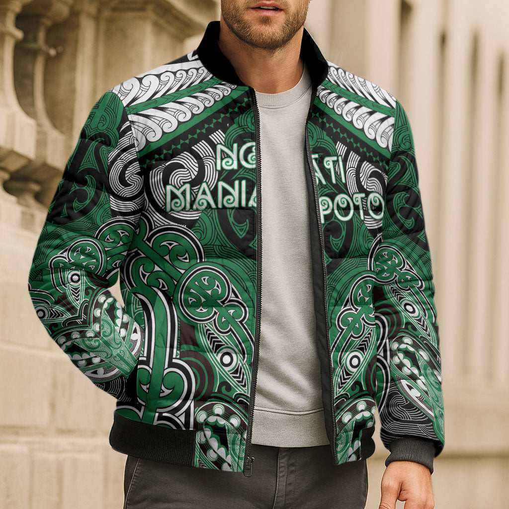 Aotearoa Iwi Ngati Maniapoto Personalised Bomber Puffer Jacket Maori Kowhaiwhai Pattern LT19 - Polynesian Pride