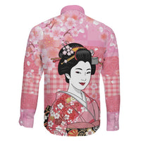 Japanese Geisha Cherry Blossom Family Matching Tank Maxi Dress and Hawaiian Shirt Pink Palaka Hawaii Pattern Fusion Design LT19 - Polynesian Pride