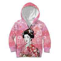 Japanese Geisha Cherry Blossom Kid Hoodie Pink Palaka Hawaii Pattern Fusion Design