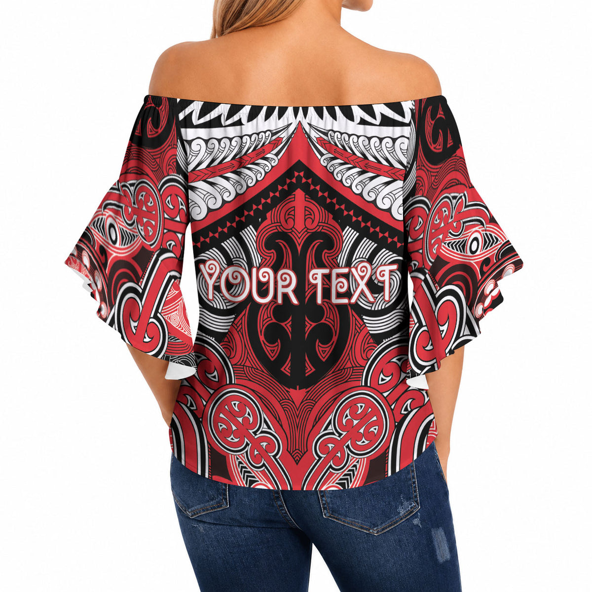 Aotearoa Iwi Te Arawa Personalised Off Shoulder Wrap Waist Top Maori Kowhaiwhai Pattern LT19 - Polynesian Pride