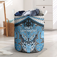 Aotearoa Iwi Ngati Kahungunu Laundry Basket Maori Kowhaiwhai Pattern LT19 Blue - Polynesian Pride