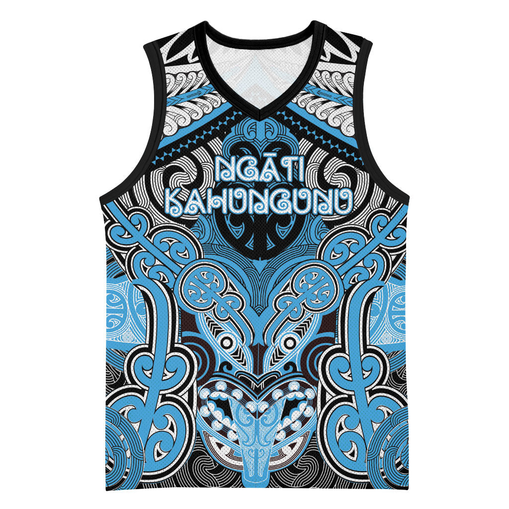 Aotearoa Iwi Ngati Kahungunu Personalised Basketball Jersey Maori Kowhaiwhai Pattern LT19 Unisex Blue - Polynesian Pride