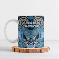 Aotearoa Iwi Ngati Kahungunu Personalised Ceramic Mug Maori Kowhaiwhai Pattern LT19 Blue - Polynesian Pride