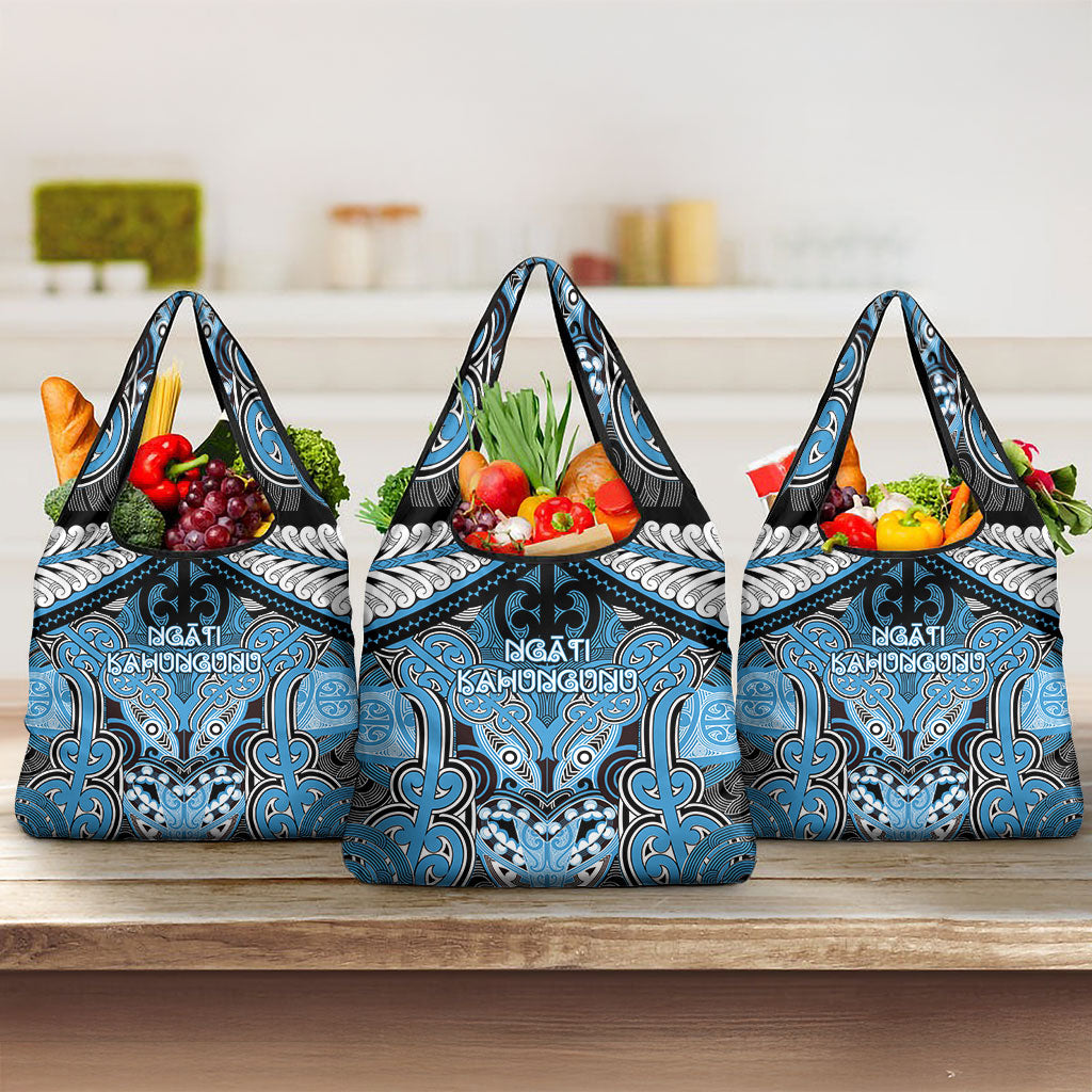Aotearoa Iwi Ngati Kahungunu Grocery Bag Maori Kowhaiwhai Pattern LT19 3-pack One Size Blue - Polynesian Pride