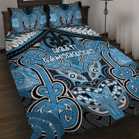 Aotearoa Iwi Ngati Kahungunu Quilt Bed Set Maori Kowhaiwhai Pattern LT19 Blue - Polynesian Pride