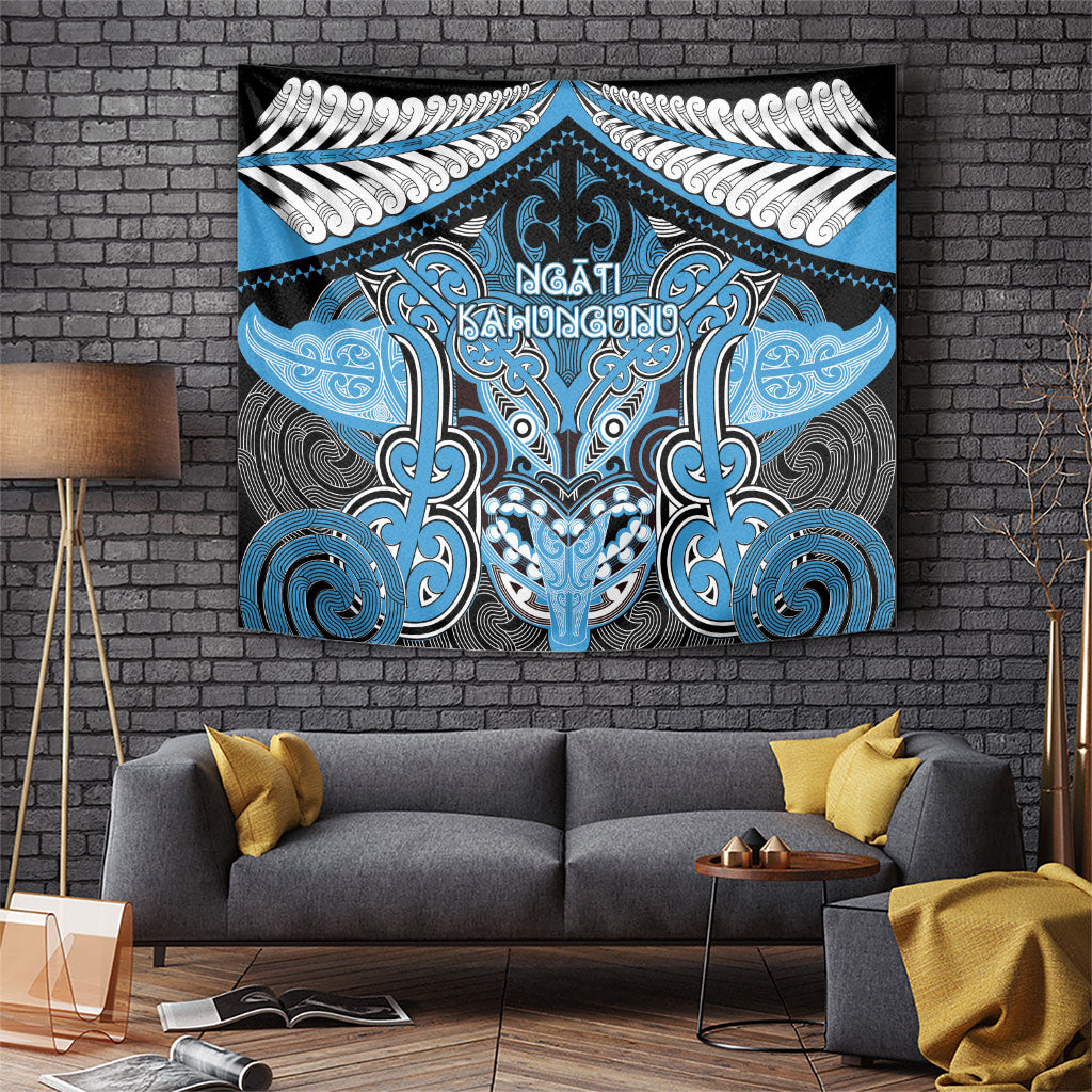 Aotearoa Iwi Ngati Kahungunu Tapestry Maori Kowhaiwhai Pattern LT19 Blue - Polynesian Pride