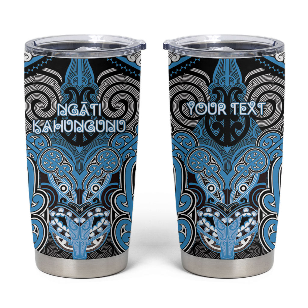 Aotearoa Iwi Ngati Kahungunu Personalised Tumbler Cup Maori Kowhaiwhai Pattern LT19 Blue - Polynesian Pride