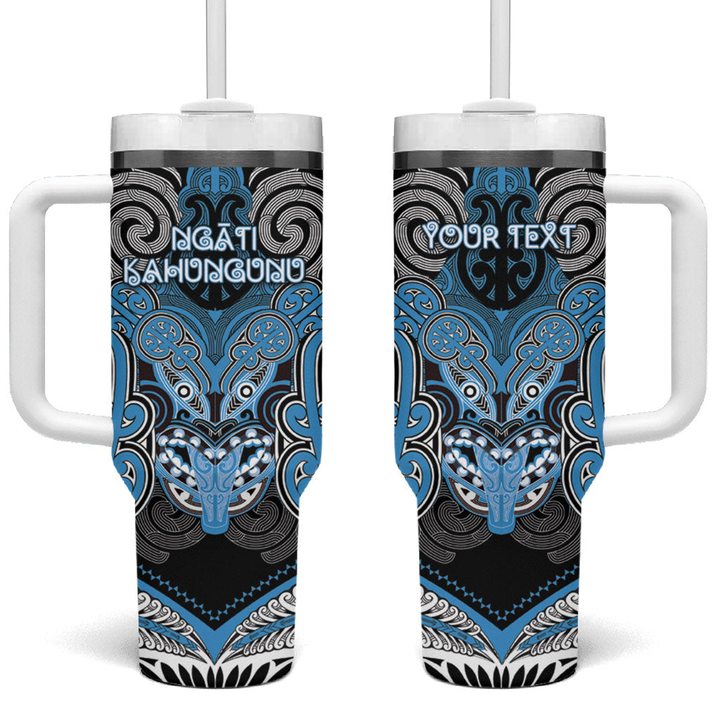 Aotearoa Iwi Ngati Kahungunu Personalised Tumbler With Handle Maori Kowhaiwhai Pattern LT19 One Size: 40 oz Blue - Polynesian Pride