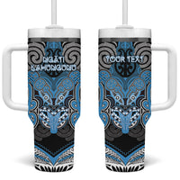 Aotearoa Iwi Ngati Kahungunu Personalised Tumbler With Handle Maori Kowhaiwhai Pattern LT19 One Size: 40 oz Blue - Polynesian Pride