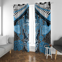 Aotearoa Iwi Ngati Kahungunu Window Curtain Maori Kowhaiwhai Pattern LT19 With Grommets Blue - Polynesian Pride