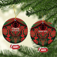 Aotearoa Iwi Tuhoe Personalised Ceramic Ornament Maori Kowhaiwhai Pattern LT19 Circle Red - Polynesian Pride