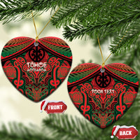 Aotearoa Iwi Tuhoe Personalised Ceramic Ornament Maori Kowhaiwhai Pattern LT19 Heart Red - Polynesian Pride