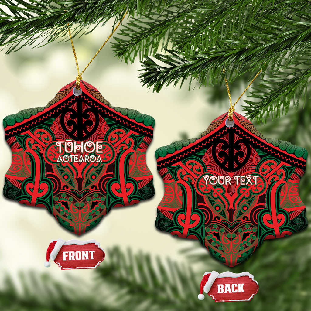 Aotearoa Iwi Tuhoe Personalised Ceramic Ornament Maori Kowhaiwhai Pattern LT19 Snow Flake Red - Polynesian Pride