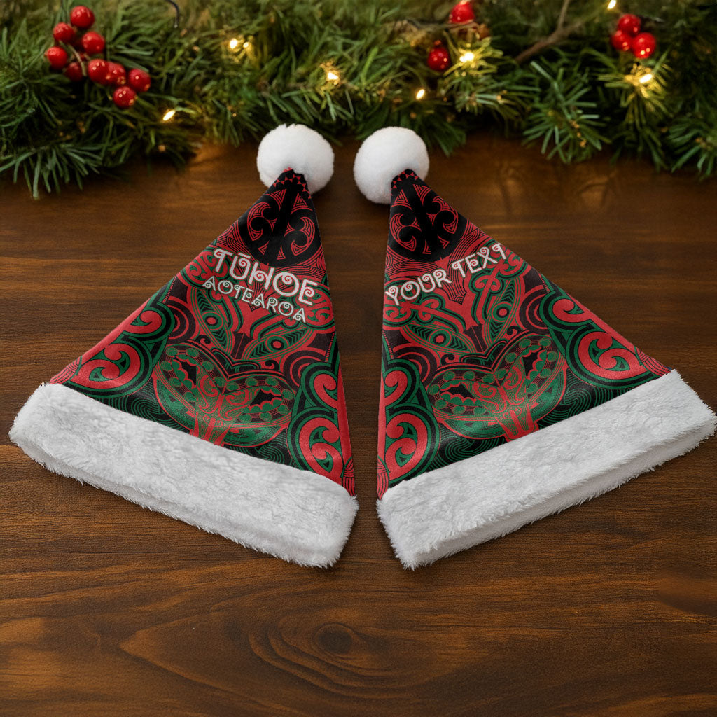 Aotearoa Iwi Tuhoe Personalised Christmas Santa Hat Maori Kowhaiwhai Pattern LT19 - Polynesian Pride