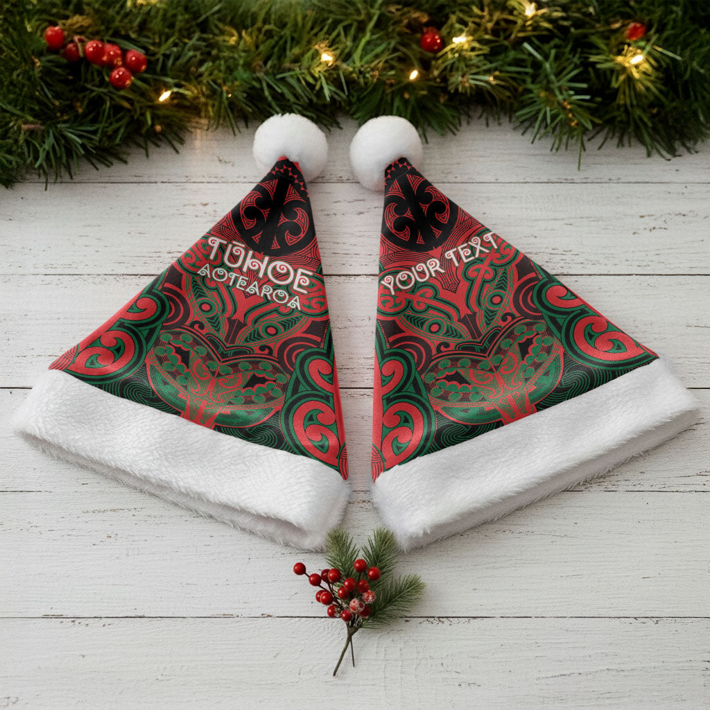 Aotearoa Iwi Tuhoe Personalised Christmas Santa Hat Maori Kowhaiwhai Pattern LT19 - Polynesian Pride