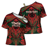 Aotearoa Iwi Tuhoe Personalised Cross Shoulder Shirt Maori Kowhaiwhai Pattern LT19 - Polynesian Pride