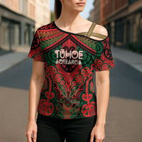 Aotearoa Iwi Tuhoe Personalised Cross Shoulder Shirt Maori Kowhaiwhai Pattern LT19 - Polynesian Pride