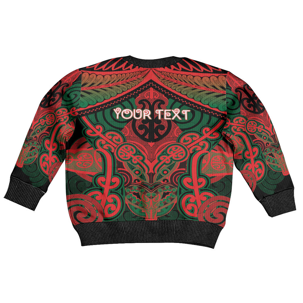 Aotearoa Iwi Tuhoe Personalised Kid Ugly Christmas Sweater Maori Kowhaiwhai Pattern LT19 - Polynesian Pride