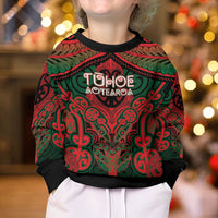Aotearoa Iwi Tuhoe Personalised Kid Ugly Christmas Sweater Maori Kowhaiwhai Pattern LT19 - Polynesian Pride