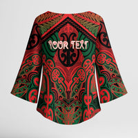 Aotearoa Iwi Tuhoe Personalised Kimono Sleeve Blouse Maori Kowhaiwhai Pattern LT19 - Polynesian Pride