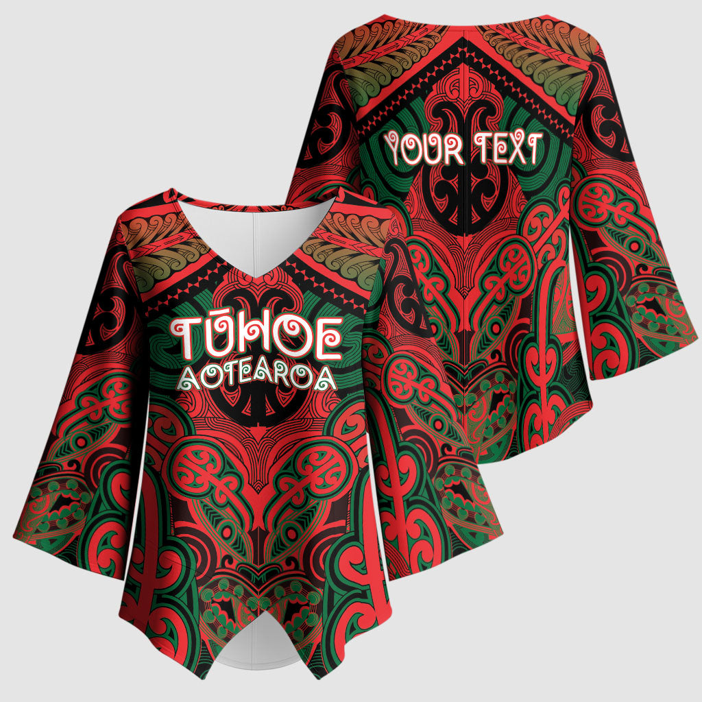 Aotearoa Iwi Tuhoe Personalised Kimono Sleeve Blouse Maori Kowhaiwhai Pattern LT19 - Polynesian Pride