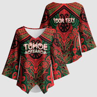 Aotearoa Iwi Tuhoe Personalised Kimono Sleeve Blouse Maori Kowhaiwhai Pattern LT19 - Polynesian Pride