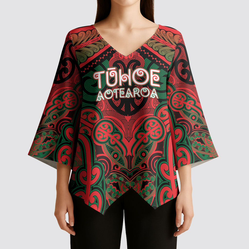 Aotearoa Iwi Tuhoe Personalised Kimono Sleeve Blouse Maori Kowhaiwhai Pattern LT19 - Polynesian Pride