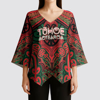 Aotearoa Iwi Tuhoe Personalised Kimono Sleeve Blouse Maori Kowhaiwhai Pattern LT19 - Polynesian Pride