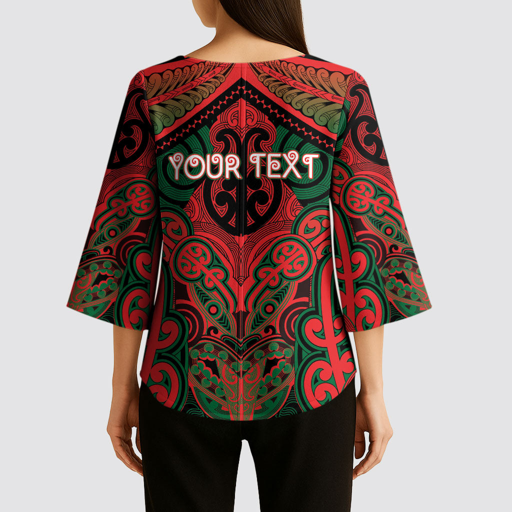 Aotearoa Iwi Tuhoe Personalised Kimono Sleeve Blouse Maori Kowhaiwhai Pattern LT19 - Polynesian Pride