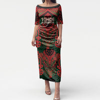 Aotearoa Iwi Tuhoe Personalised Puletasi Maori Kowhaiwhai Pattern LT19 Long Dress Red - Polynesian Pride