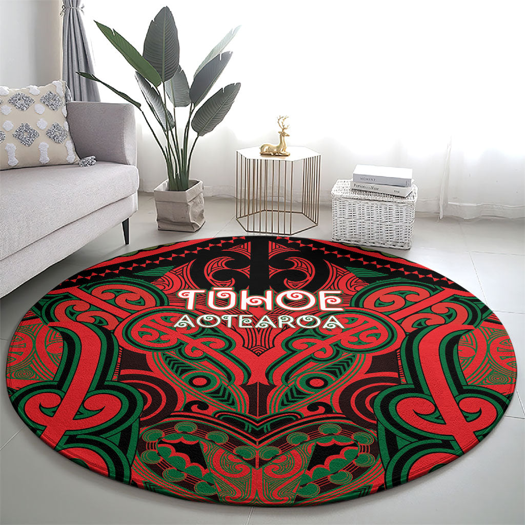 Aotearoa Iwi Tuhoe Round Carpet Maori Kowhaiwhai Pattern LT19 - Polynesian Pride