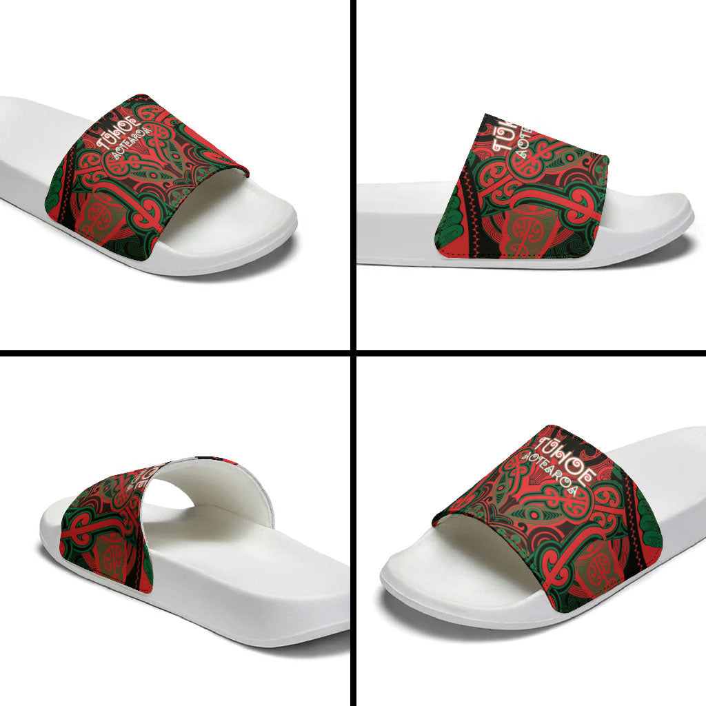 Aotearoa Iwi Tuhoe Slide Sandals Maori Kowhaiwhai Pattern LT19 - Polynesian Pride