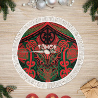 Aotearoa Iwi Tuhoe Tree Skirt Maori Kowhaiwhai Pattern LT19 Fringed Red - Polynesian Pride
