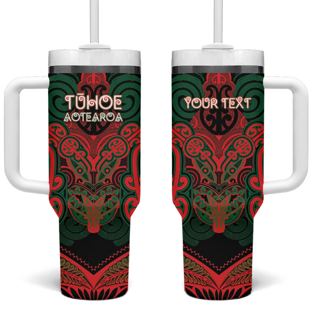 Aotearoa Iwi Tuhoe Personalised Tumbler With Handle Maori Kowhaiwhai Pattern LT19 One Size: 40 oz Red - Polynesian Pride