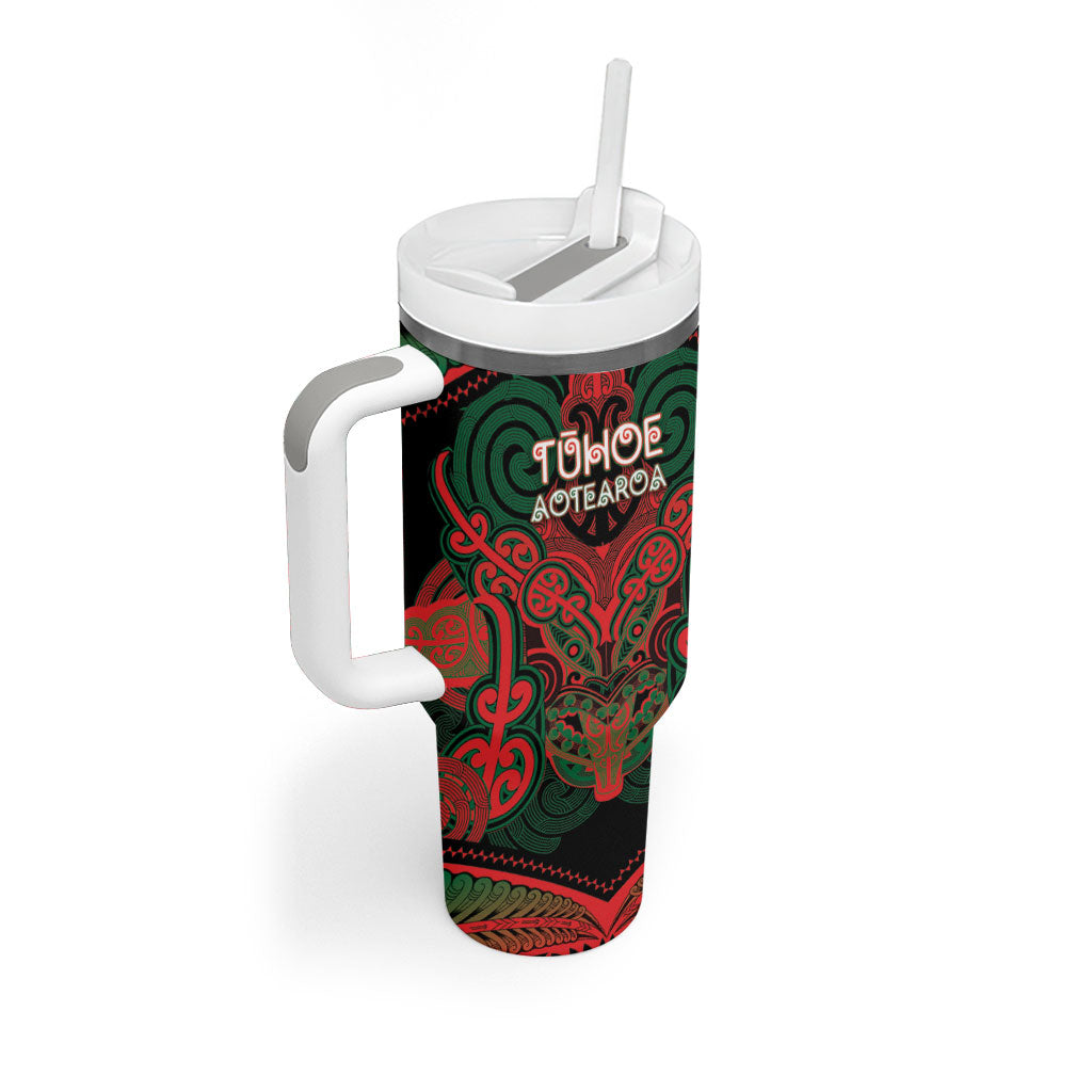 Aotearoa Iwi Tuhoe Personalised Tumbler With Handle Maori Kowhaiwhai Pattern LT19 - Polynesian Pride