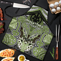 Aotearoa Iwi Whakatohea Apron Maori Kowhaiwhai Pattern LT19 Olive Green - Polynesian Pride