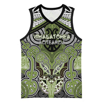 Aotearoa Iwi Whakatohea Personalised Basketball Jersey Maori Kowhaiwhai Pattern LT19 Unisex Olive Green - Polynesian Pride