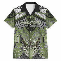 Aotearoa Iwi Whakatohea Personalised Hawaiian Shirt Maori Kowhaiwhai Pattern LT19 Olive Green - Polynesian Pride