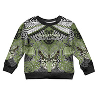 Aotearoa Iwi Whakatohea Personalised Kid Ugly Christmas Sweater Maori Kowhaiwhai Pattern LT19 Kid Olive Green - Polynesian Pride
