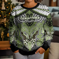 Aotearoa Iwi Whakatohea Personalised Kid Ugly Christmas Sweater Maori Kowhaiwhai Pattern LT19 - Polynesian Pride