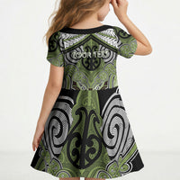 Aotearoa Iwi Whakatohea Personalised Kid Short Sleeve Dress Maori Kowhaiwhai Pattern LT19 - Polynesian Pride