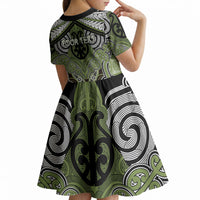 Aotearoa Iwi Whakatohea Personalised Kid Short Sleeve Dress Maori Kowhaiwhai Pattern LT19 - Polynesian Pride