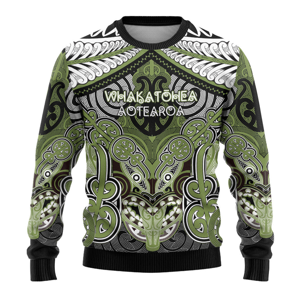 Aotearoa Iwi Whakatohea Personalised Ugly Christmas Sweater Maori Kowhaiwhai Pattern LT19 - Polynesian Pride