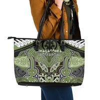 Aotearoa Iwi Whakatohea Leather Tote Bag Maori Kowhaiwhai Pattern LT19 - Polynesian Pride
