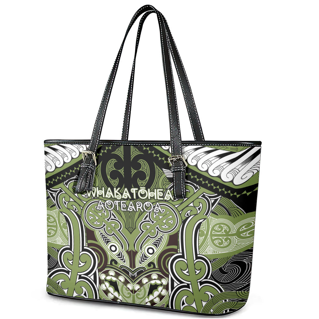 Aotearoa Iwi Whakatohea Leather Tote Bag Maori Kowhaiwhai Pattern LT19 - Polynesian Pride