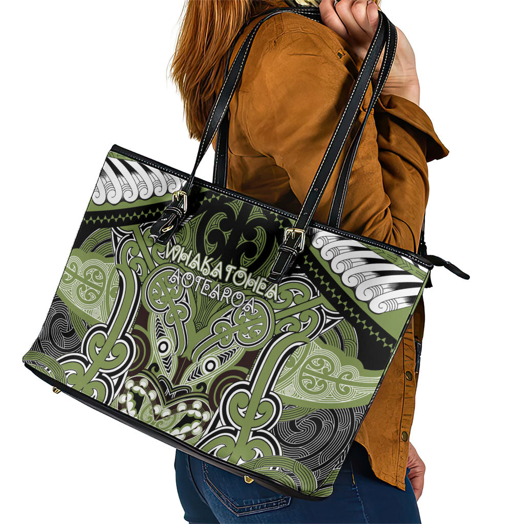Aotearoa Iwi Whakatohea Leather Tote Bag Maori Kowhaiwhai Pattern LT19 - Polynesian Pride