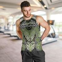 Aotearoa Iwi Whakatohea Personalised Men Tank Top Maori Kowhaiwhai Pattern LT19 Olive Green - Polynesian Pride