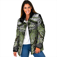 Aotearoa Iwi Whakatohea Personalised Padded Jacket Maori Kowhaiwhai Pattern LT19 Women Olive Green - Polynesian Pride